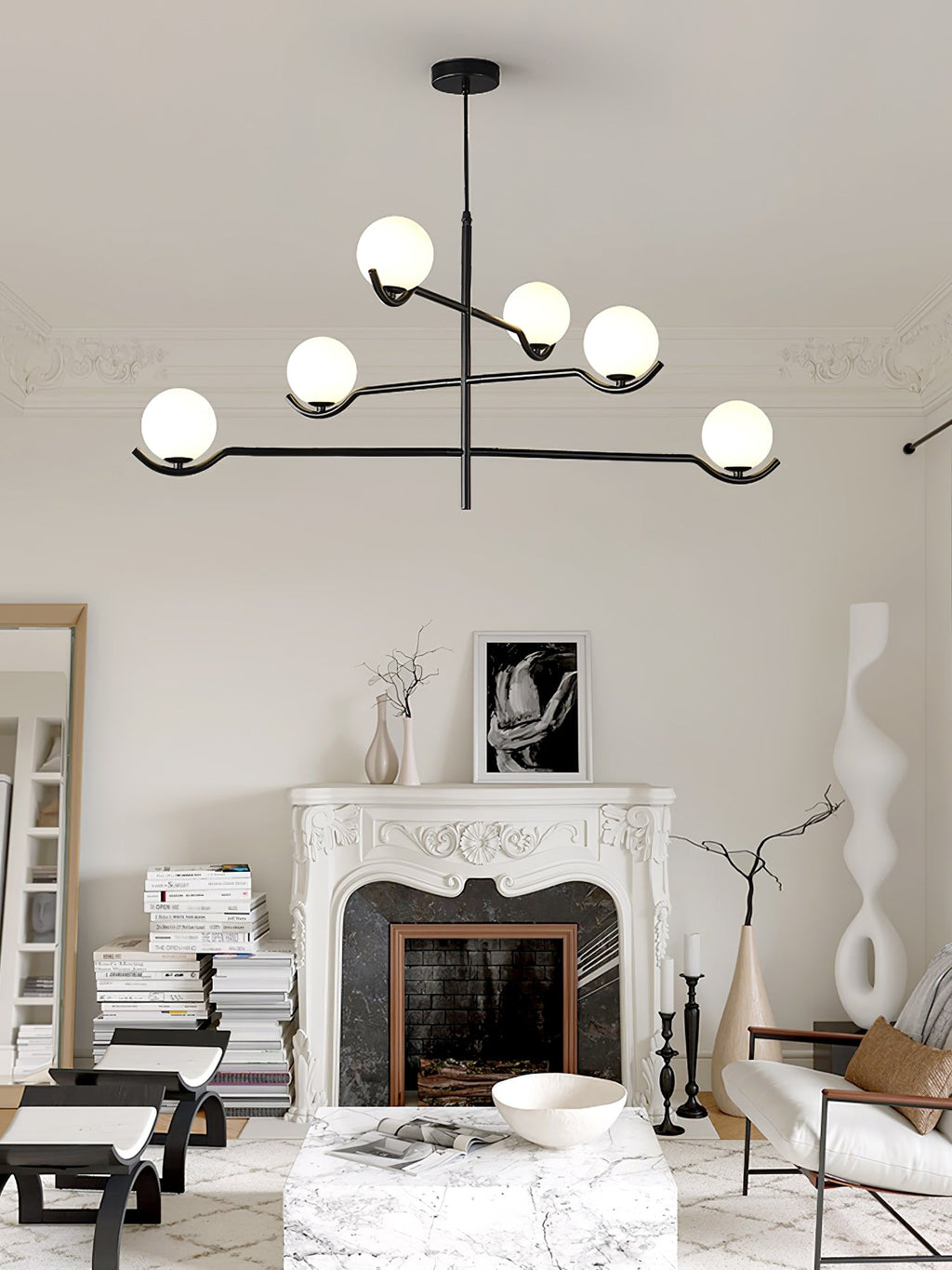 Fayno White Globe Chandelier