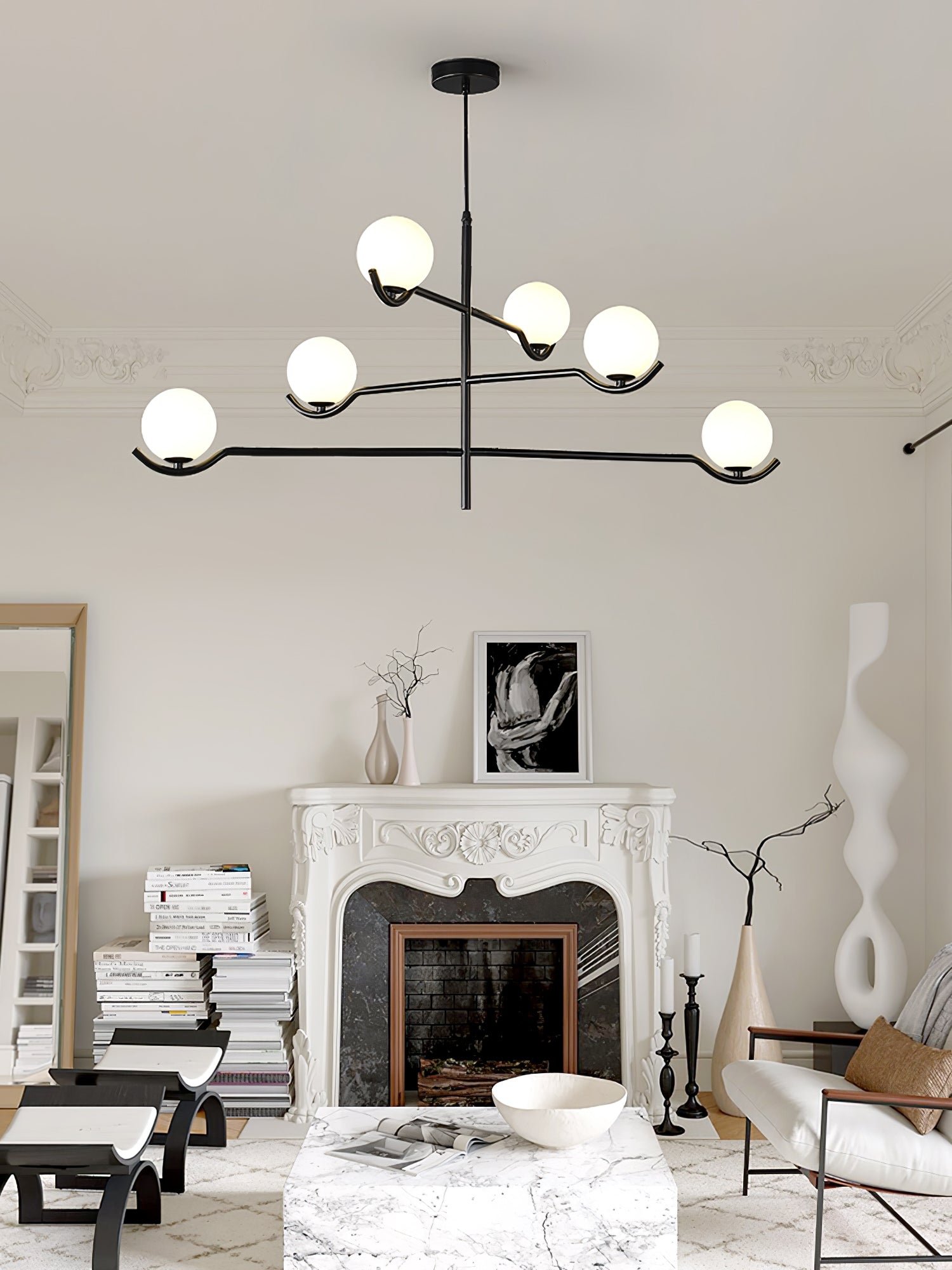 Fayno White Globe Chandelier
