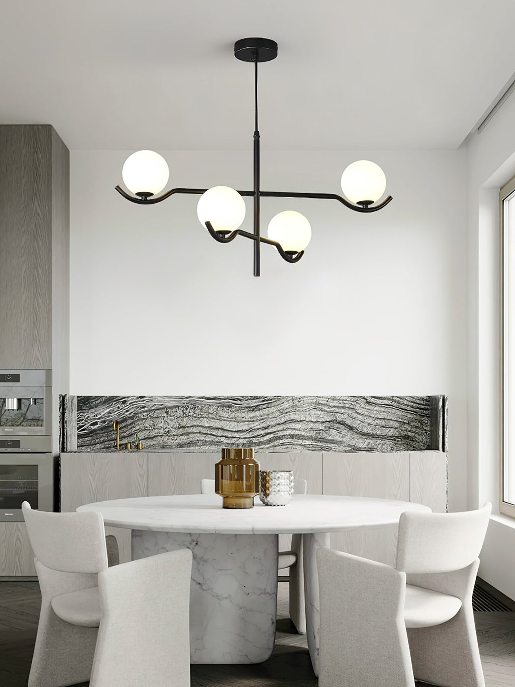 Fayno White Globe Chandelier