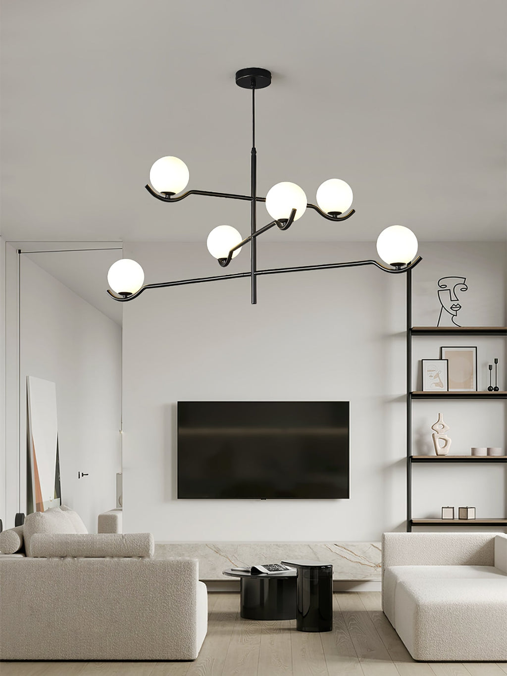 Fayno White Globe Chandelier