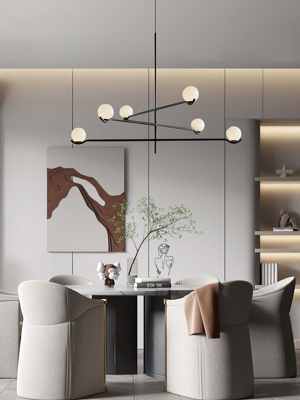 Fayno White Globe Chandelier