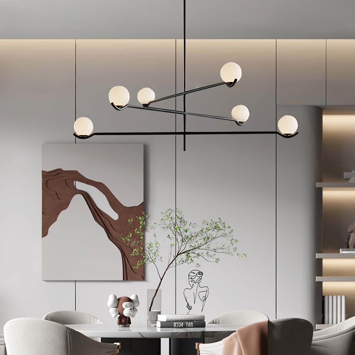 Fayno White Globe Chandelier
