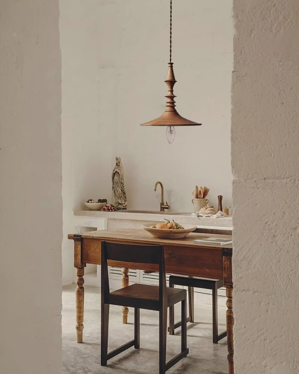 Pendant Lamp Wood Walnut Shade Modern Minimalist Cozy Warm