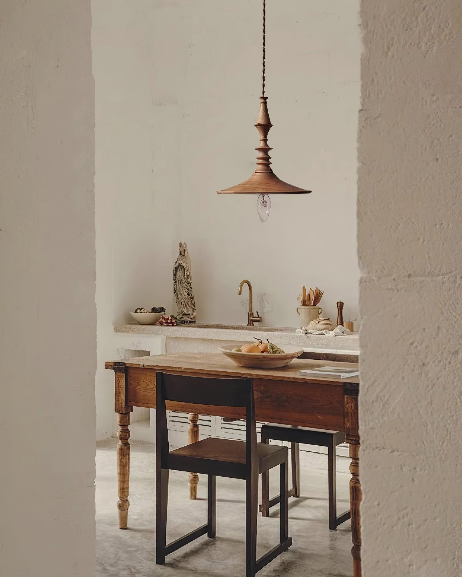 Pendant Lamp Wood Walnut Shade Modern Minimalist Cozy Warm