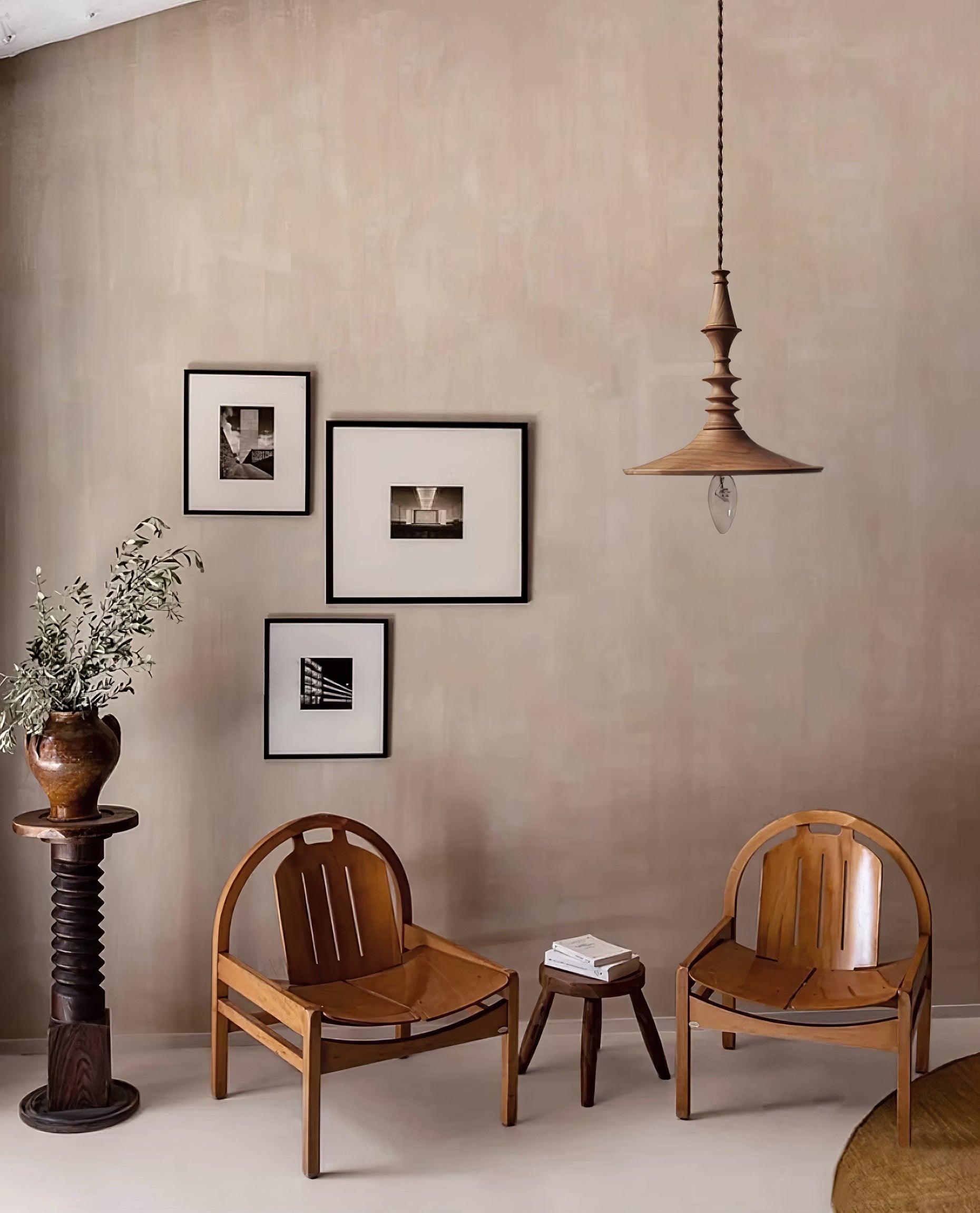 Pendant Lamp Wood Walnut Shade Modern Minimalist Cozy Warm
