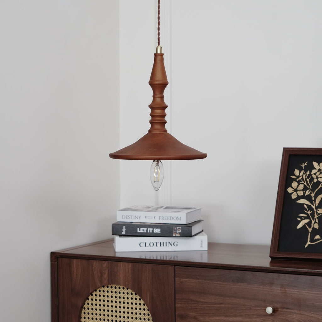 Pendant Lamp Wood Walnut Shade Modern Minimalist Cozy Warm