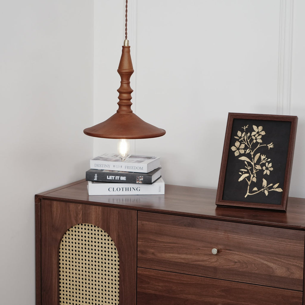 Pendant Lamp Wood Walnut Shade Modern Minimalist Cozy Warm