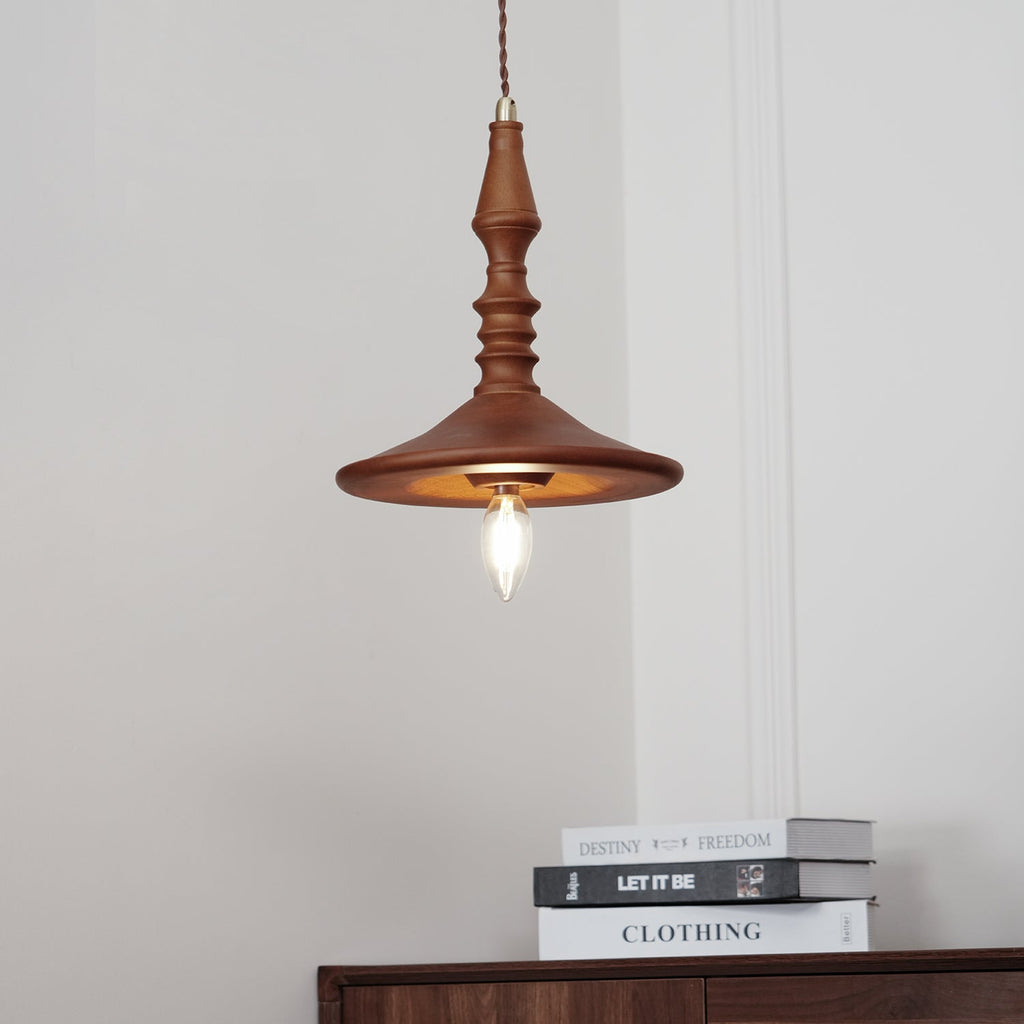 Pendant Lamp Wood Walnut Shade Modern Minimalist Cozy Warm