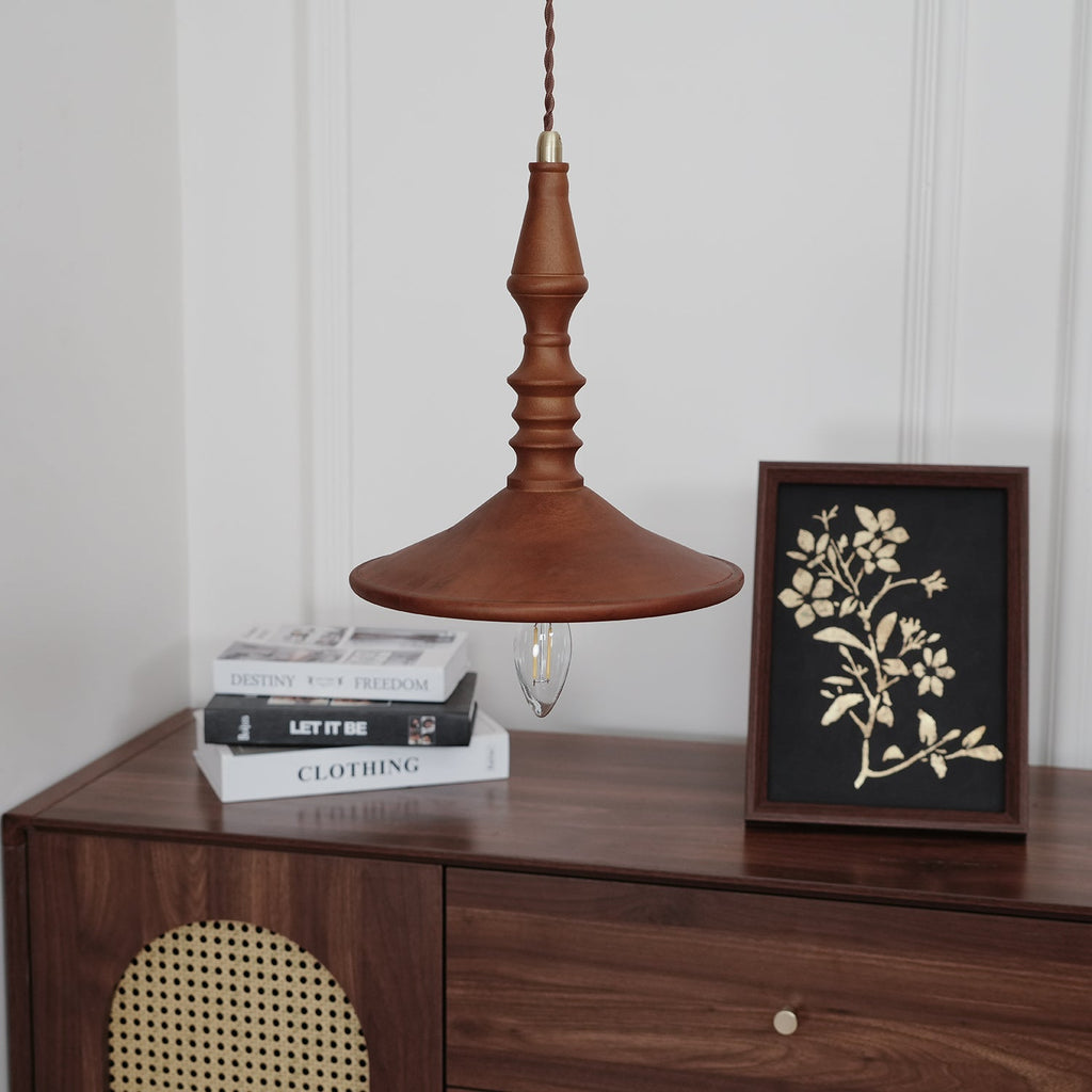 Pendant Lamp Wood Walnut Shade Modern Minimalist Cozy Warm