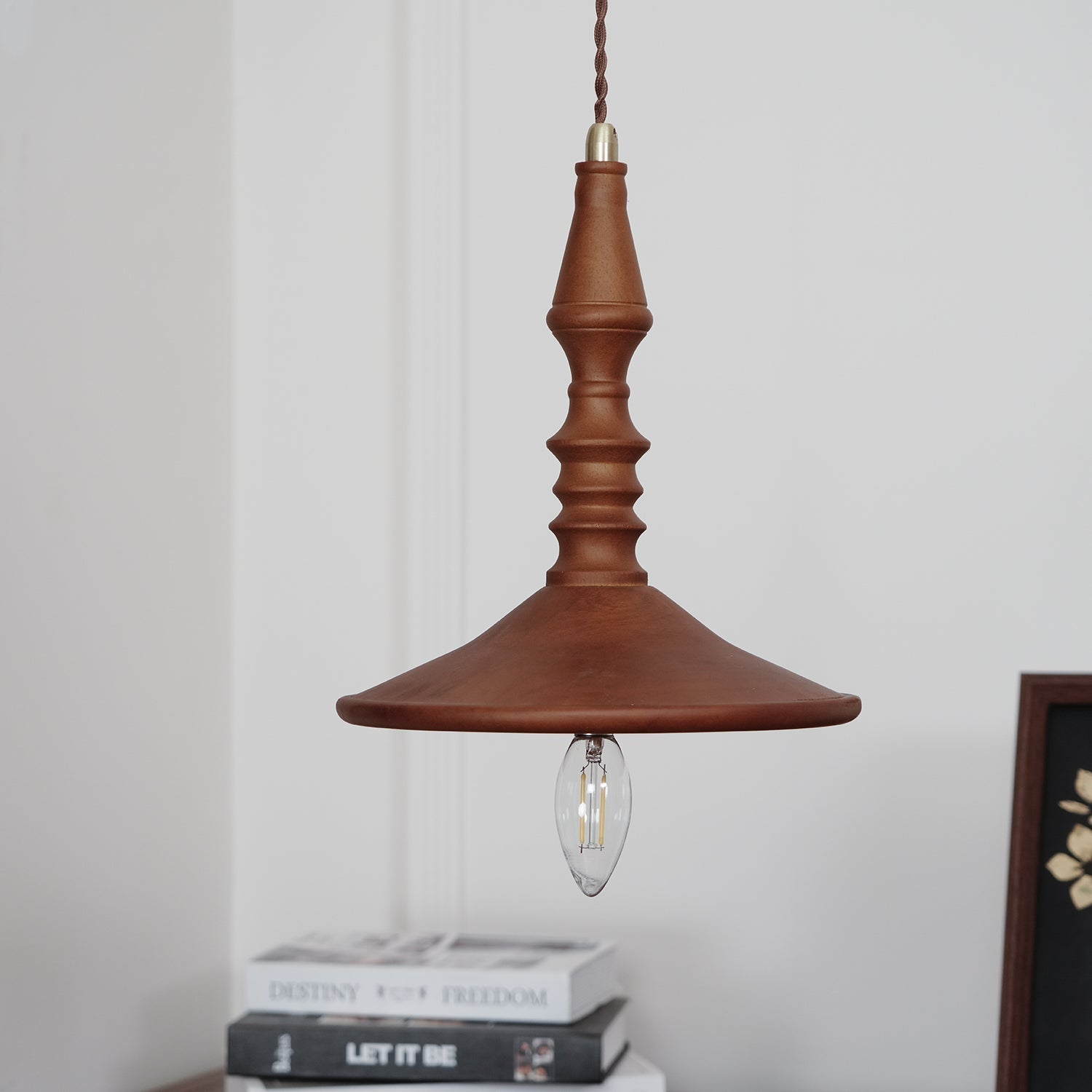 Pendant Lamp Wood Walnut Shade Modern Minimalist Cozy Warm