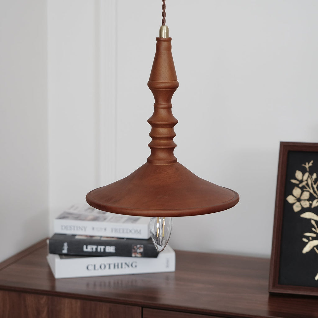 Pendant Lamp Wood Walnut Shade Modern Minimalist Cozy Warm