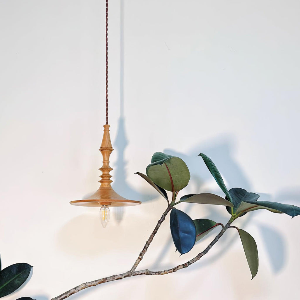 Pendant Lamp Wood Walnut Shade Modern Minimalist Cozy Warm