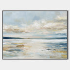 Tranquil Coastal Seascape Oil Painting Soft Blue