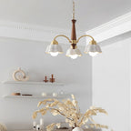Silva Vintage LED Multi Flower Ceramic Bulbs Metal Wood Bedroom Living Room Pendant Light