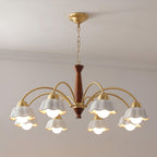 Silva Vintage LED Multi Flower Ceramic Bulbs Metal Wood Bedroom Living Room Pendant Light
