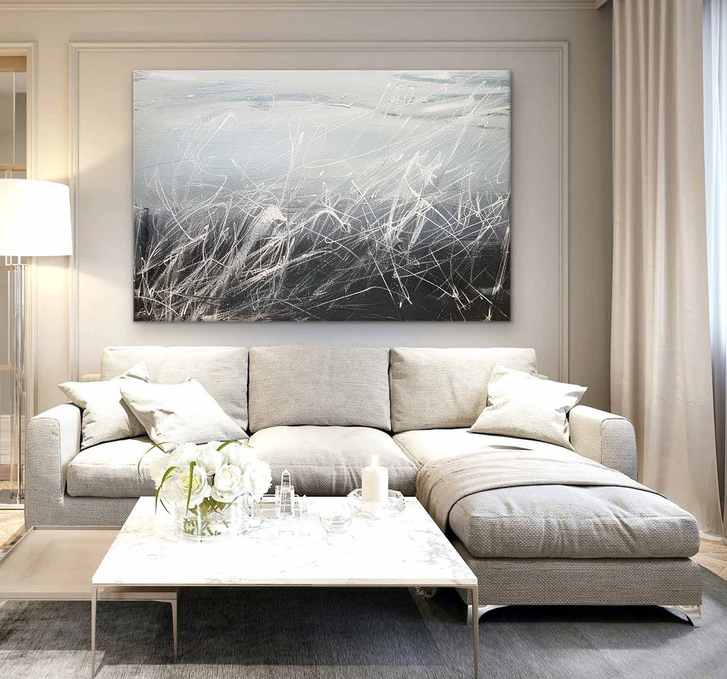 Abstract Textured Monochrome Strokes Oil Painting