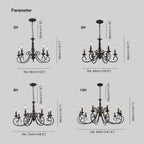 Silva Creative Retro Candle Chandelier Black Metal Bedroom