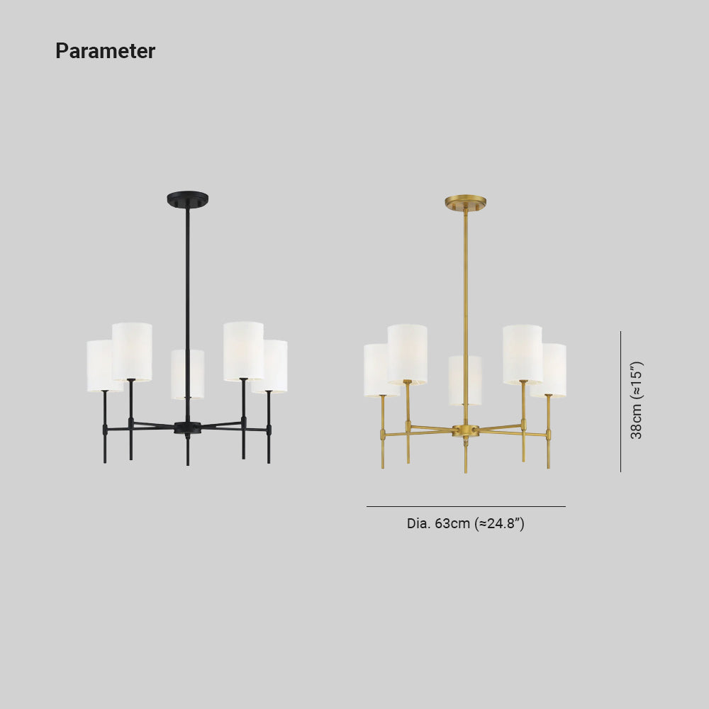 Silva Modern LED Chandelier Black/Gold Metal/Fabric Bedroom/Living Room