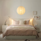 Ritta Modern Minimalist Sphere Metal/Fabric Pendant Light, White