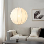 Ritta Modern Minimalist Sphere Metal/Fabric Pendant Light, White