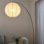 Ritta Modern Minimalist Sphere Metal/Fabric Pendant Light, White