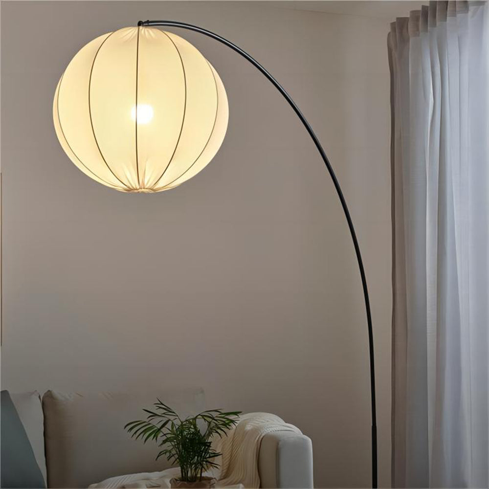 Ritta Modern Minimalist Sphere Metal/Fabric Pendant Light, White
