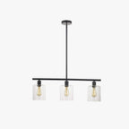 Arisha Industrial Minimalist LED Chandelier Black Metal Kitchen Island