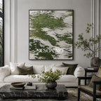 Set of 3 Green And White Triptych Painting