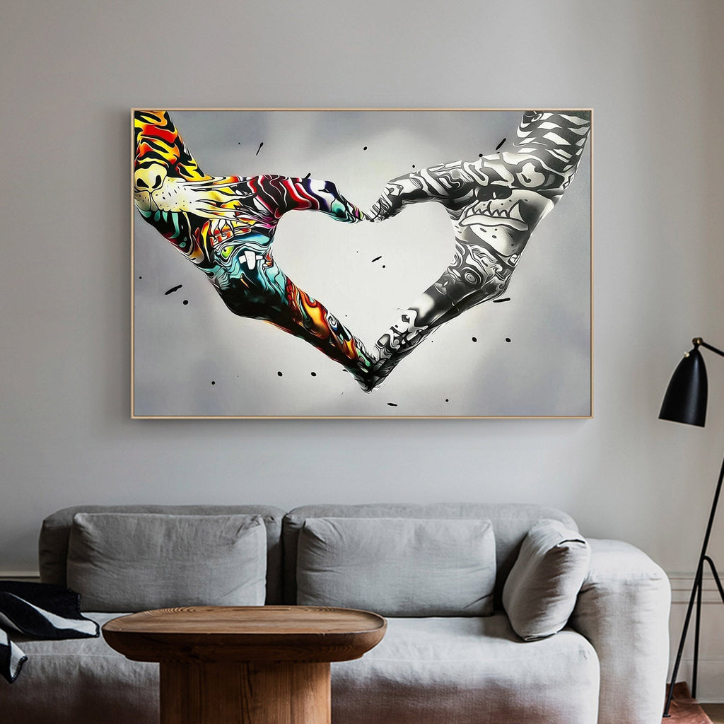 Graffiti Heart Hand Art Oil Painting