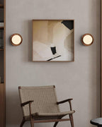 Wall Lamp Metal Body with Wood Rim Minimalist Style