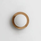 Wall Lamp Metal Body with Wood Rim Minimalist Style