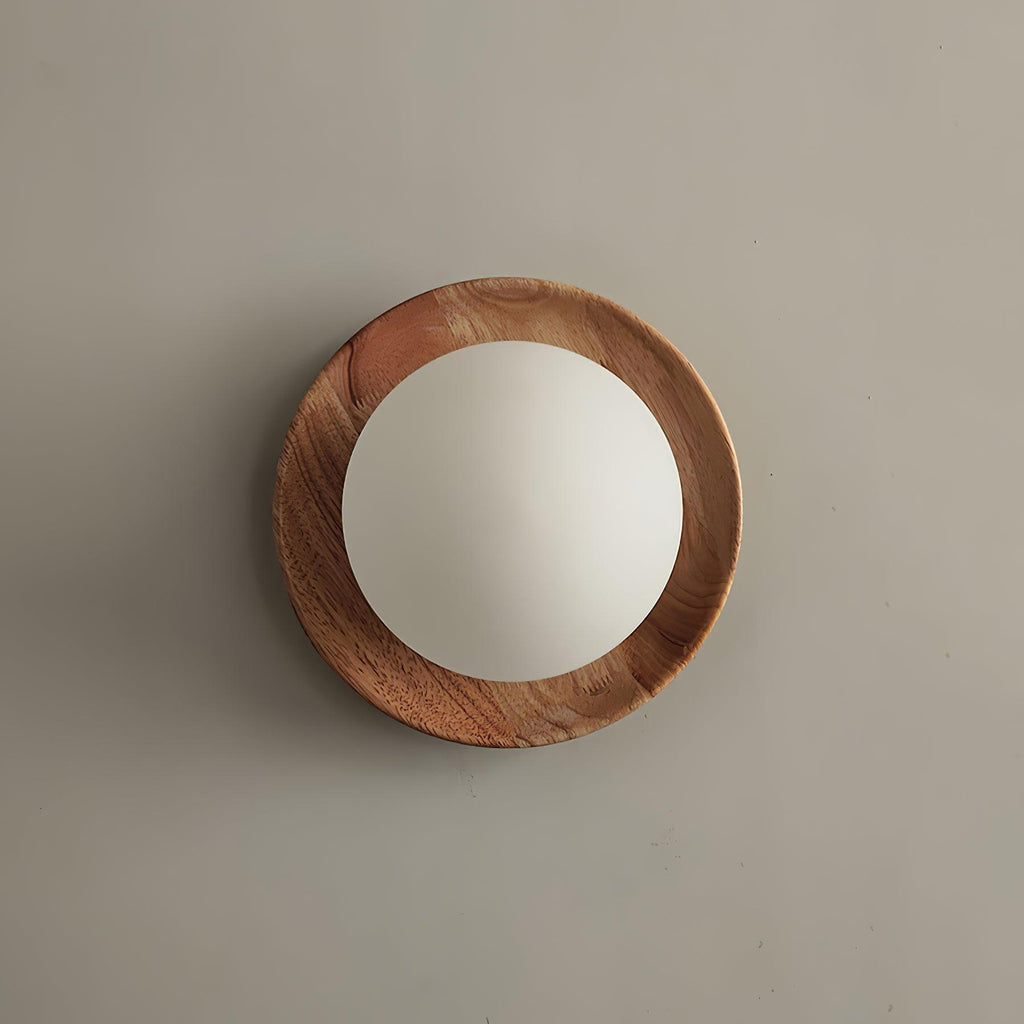 Wall Lamp Metal Body with Wood Rim Minimalist Style