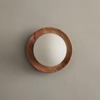 Wall Lamp Metal Body with Wood Rim Minimalist Style