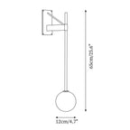 Wall Lamp Metal Rod Glass Globe Minimal Lamp Fixture Bedside