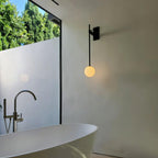Wall Lamp Metal Rod Glass Globe Minimal Lamp Fixture Bedside