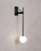 Wall Lamp Metal Rod Glass Globe Minimal Lamp Fixture Bedside