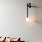 Wall Lamp Metal Rod Glass Globe Minimal Lamp Fixture Bedside
