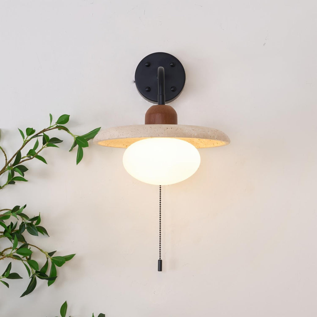 Solaro  Travertine Wall Light Pull Chain Switch