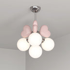 Chandelier Heart Accents Globe Shades Playful Modern Kids Room