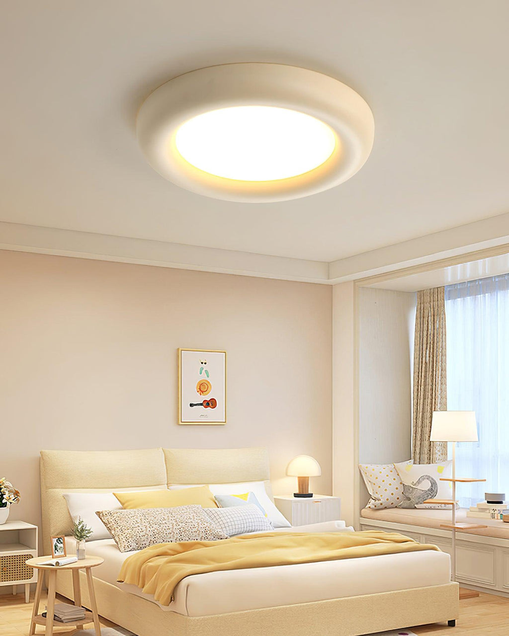 Ceiling Light Beige Flush Mount with Canopy Minimalist