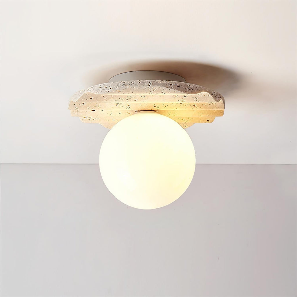Ritta  Ceiling Light Travertine Glass