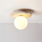 Ritta  Ceiling Light Travertine Glass