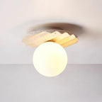 Ritta  Ceiling Light Travertine Glass
