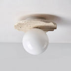 Ritta  Ceiling Light Travertine Glass