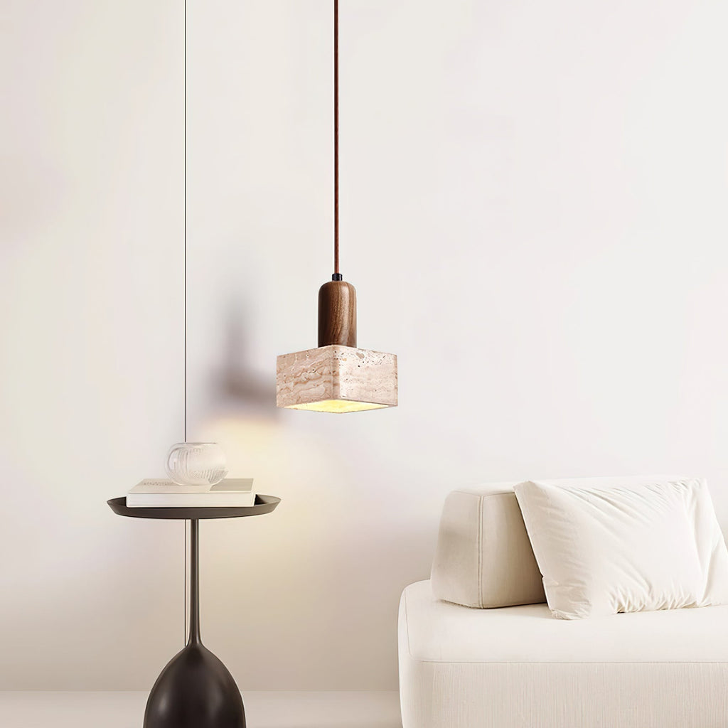 Ritta  Square Travertine Pendant Light