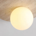Ceiling Light Travertine Disc with Glass Globe  Cozy
