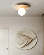 Ceiling Light Travertine Disc with Glass Globe  Cozy