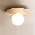 Ceiling Light Travertine Disc with Glass Globe  Cozy