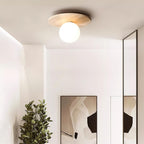 Ceiling Light Travertine Disc with Glass Globe  Cozy