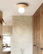 Ceiling Light Travertine Disc with Glass Globe  Cozy